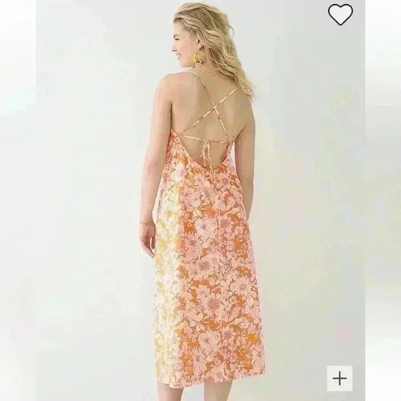 J. Crew Tie-front cotton poplin midi dress in orange floral Medium - Picture 2 of 4